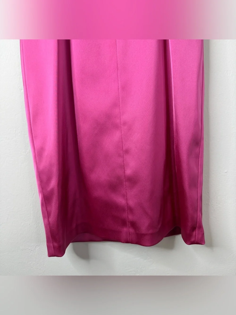 David Meister Hot Pink Satin Strapless Cocktail Dress Jewel Embellishment Size 6 - Picture 9 of 10
